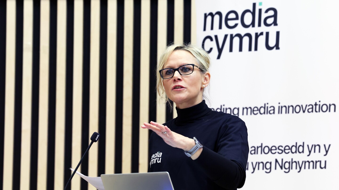 Sara Pepper at Media Cymru's Funding Marketplace 2025